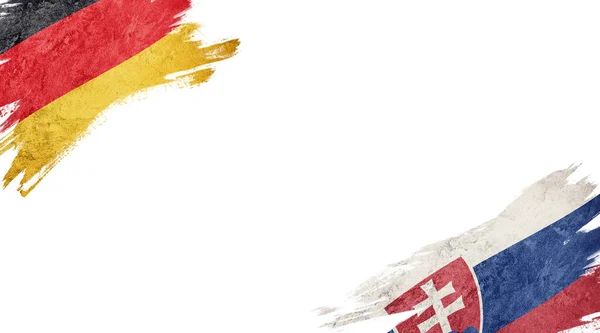 Vlaggen van Duitsland en Slowakije op witte achtergrond — Stockfoto